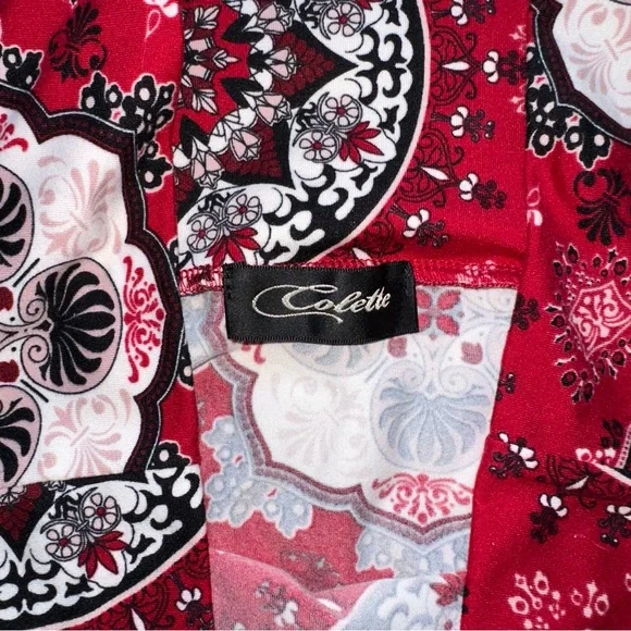 Red Patterned Midi Skirt Soft Stretchy Mini Midi XL Skirt - Picture 4 of 4